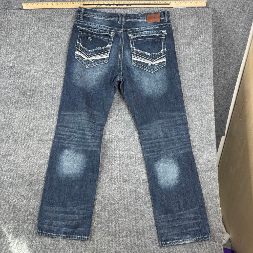 Axe & Crown Jeans Mens Size 34x32 Blue Straight Leg Contrast Stitch Distressed